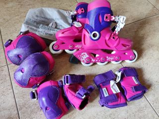 Patines Oxelo Play niña, incluye protecciones.