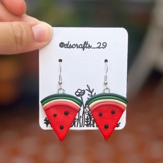 Pendientes sandía arcilla polimérica