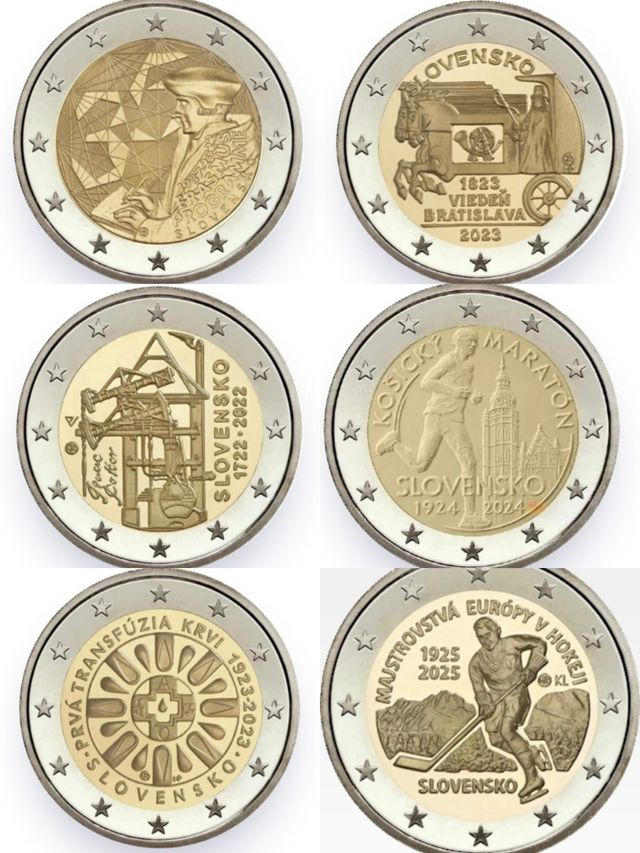 MONETE COMMEMORATIVE NON CERCHIATE DELLA SLOVACCHIA DA 2€