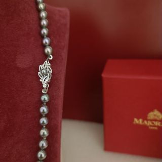 Collar perlas Majorica gris una