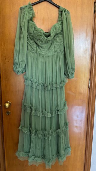 Vestito lungo verde pizzo