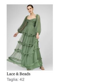 Vestito lungo verde pizzo