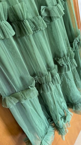 Vestito lungo verde pizzo