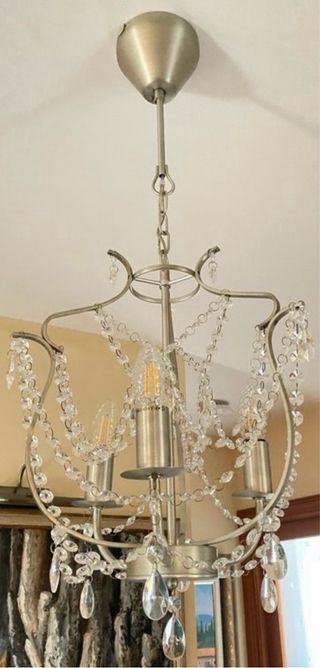 Lampara techo cristal plata