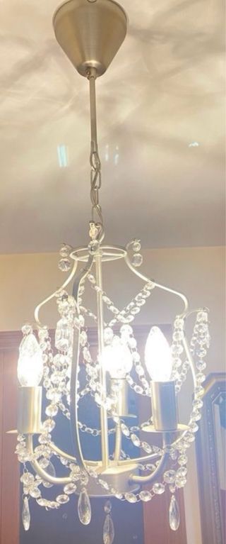 Lampara techo cristal plata