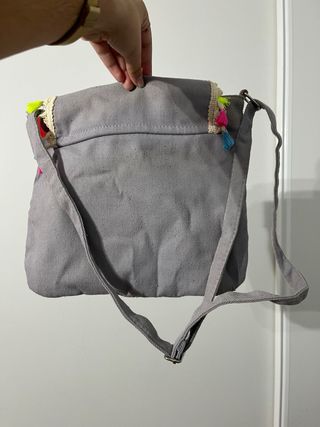 Bolso gris - flecos multicolor