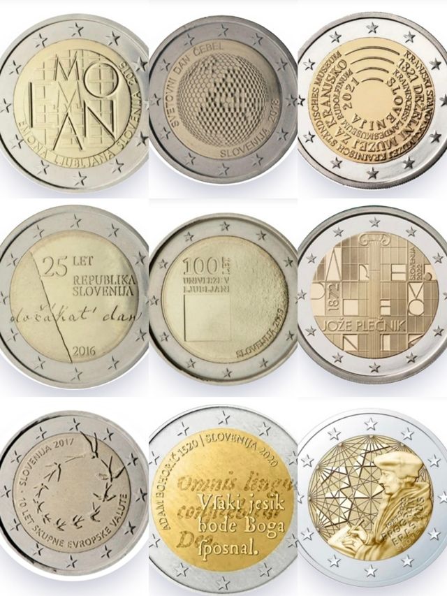 MONETE COMMEMORATIVE DELLA SLOVENIA DA 2€ SENZA CERCHIO