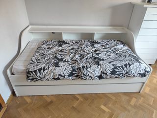 Cama nido blanca - 2 camas con estanteria.