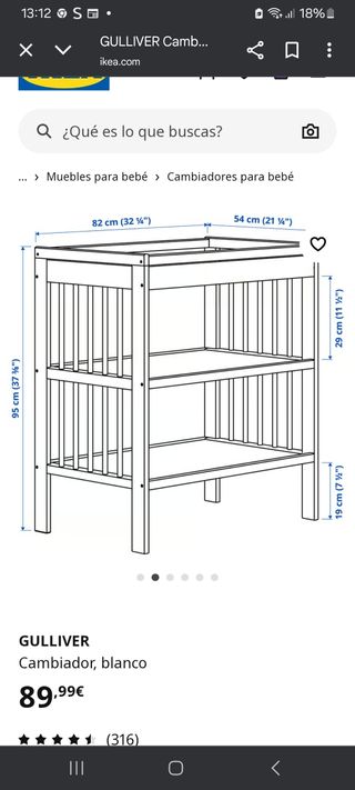 Cambiador bebé Ikea blanco