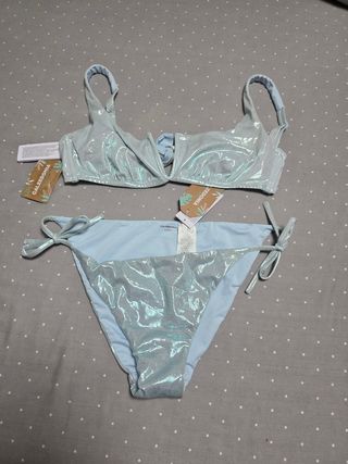 Bikini Calzedonia azul metalizado