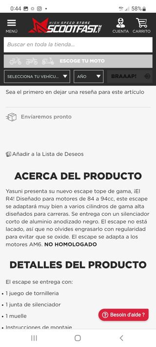 Escape Yasuni R4 Moto