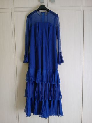 Vestido azul plumeti flamenco