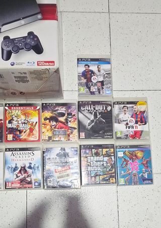 PS3 Slim negra + 15 juegos