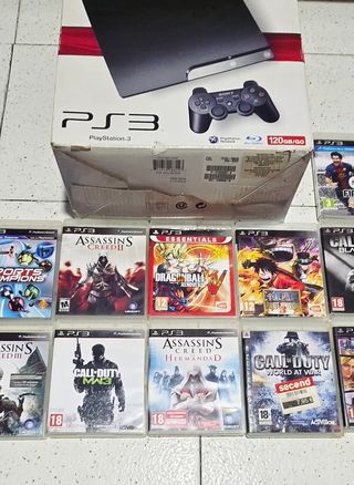 PS3 Slim negra + 15 juegos