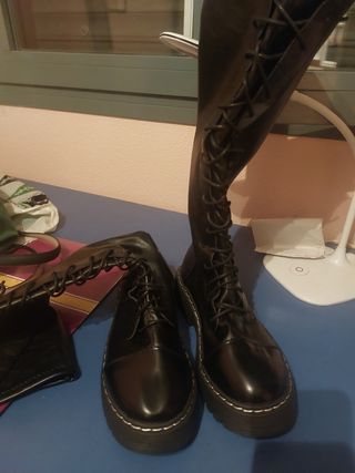Botas altas negras con cordones de shein