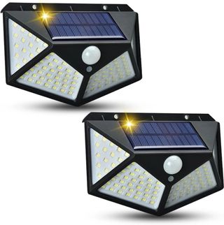 2 Faretti Solari LED 100 Luce Pannello Solare NEW