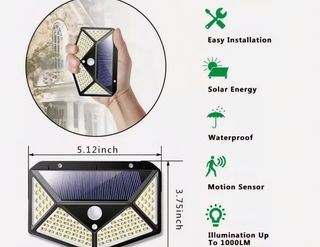 4 Faretti Solari 100 LED Esterni Giardino Faro NEW