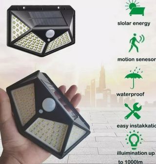 4 Faretti Solari 100 LED Esterni Giardino Faro NEW