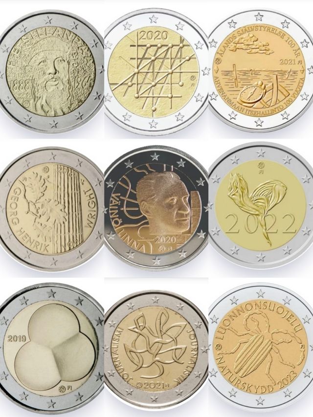 MONETE COMMEMORATIVE NON CERCHIATE DELLA FINLANDIA DA 2€