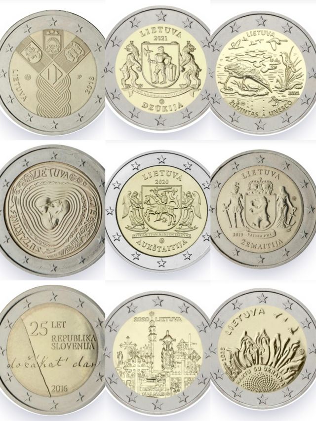 MONETE COMMEMORATIVE DELLA LITUANIA DA 2€ SENZA CERCHIO