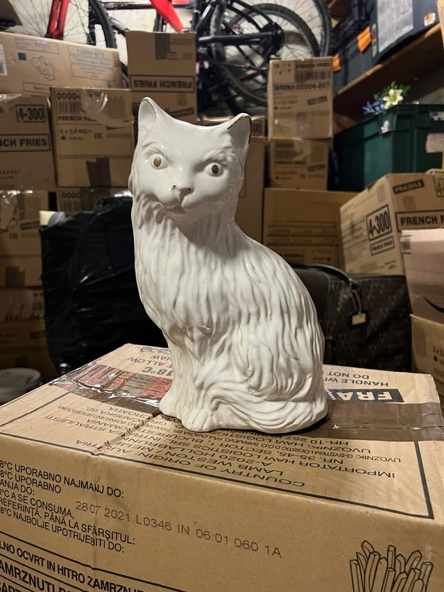 Statuetta gatto bianco vintage