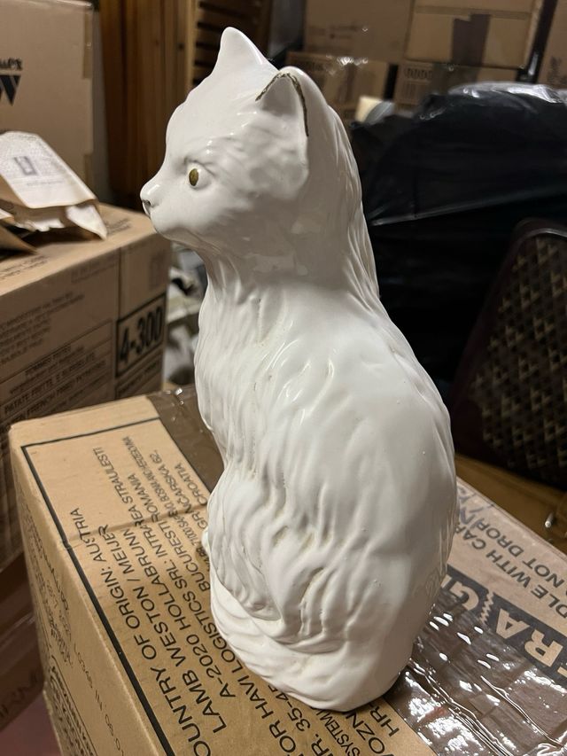 Statuetta gatto bianco vintage