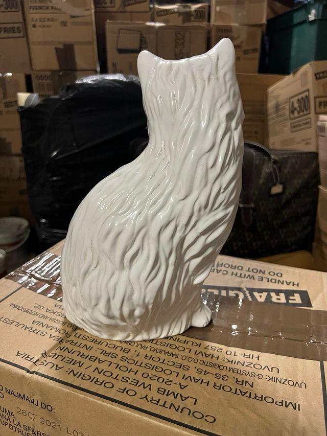 Statuetta gatto bianco vintage
