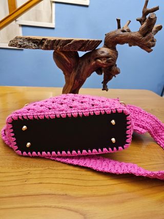 Bolso y monedero crochet rosa