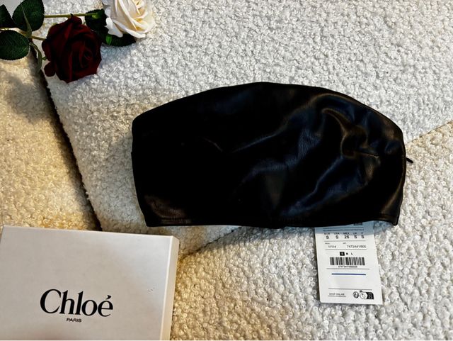 Top bandeau piel negro - Talla S