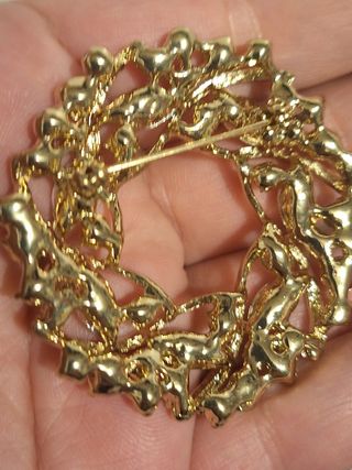 Broche dorado con cristales amarillos vintage joya