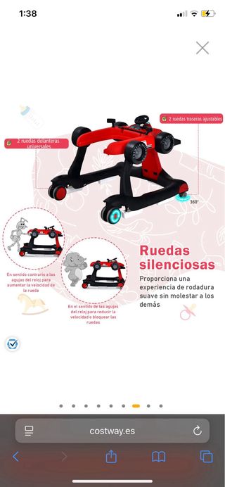 Andador Bebé 4 en 1 Coche Rojo