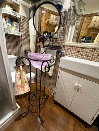 Mueble baño metal lavabo cristal
