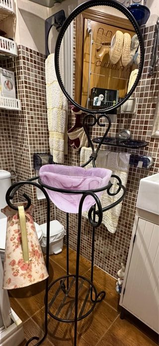 Mueble baño metal lavabo cristal