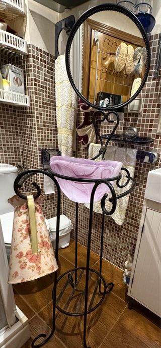 Mueble baño metal lavabo cristal