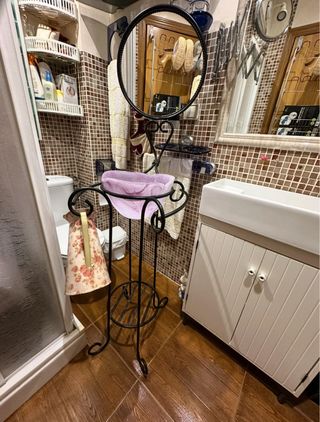 Mueble baño metal lavabo cristal