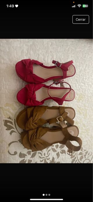Tacones Bershka rojos y marrón