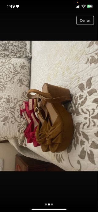 Tacones Bershka rojos y marrón