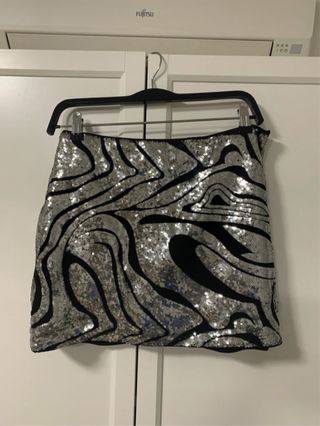 Falda lentejuelas plata-negro