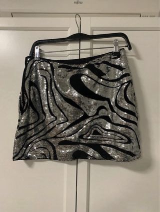 Falda lentejuelas plata-negro