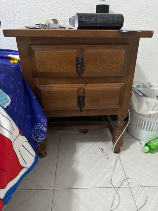 Mesita noche 2 cajones madera