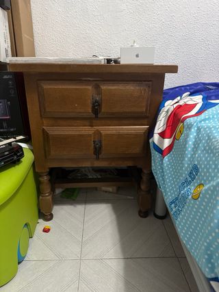 Mesita noche 2 cajones madera