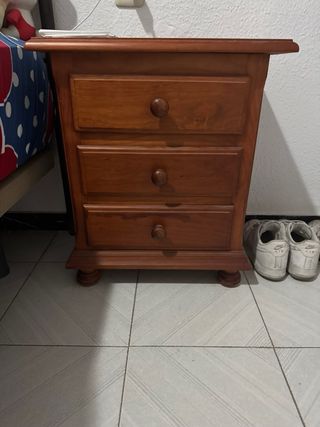Mesita noche 2 cajones madera