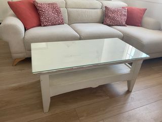 Mesa centro blanca con cristal