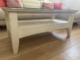 Mesa centro blanca con cristal