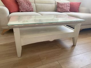 Mesa centro blanca con cristal