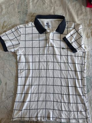 Polo Lacoste M blanco y negro