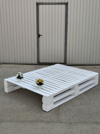 Cama palets blanca - Decoración