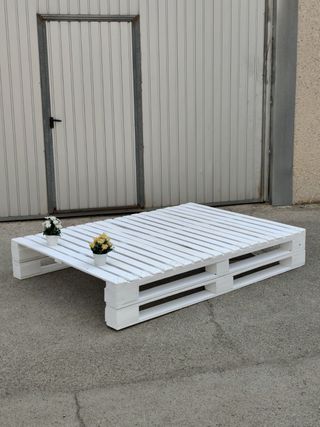 Cama palets blanca - Decoración