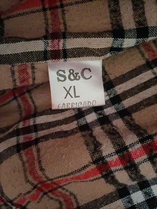 Chaqueta Harrington roja XL vintage, forro tartán 