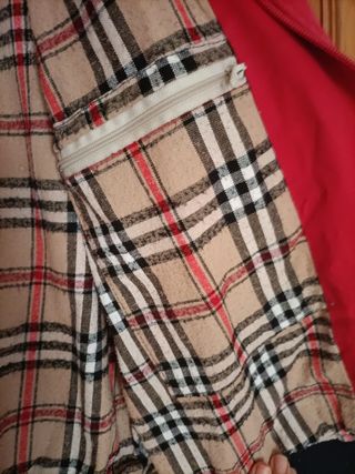 Chaqueta Harrington roja XL vintage, forro tartán 